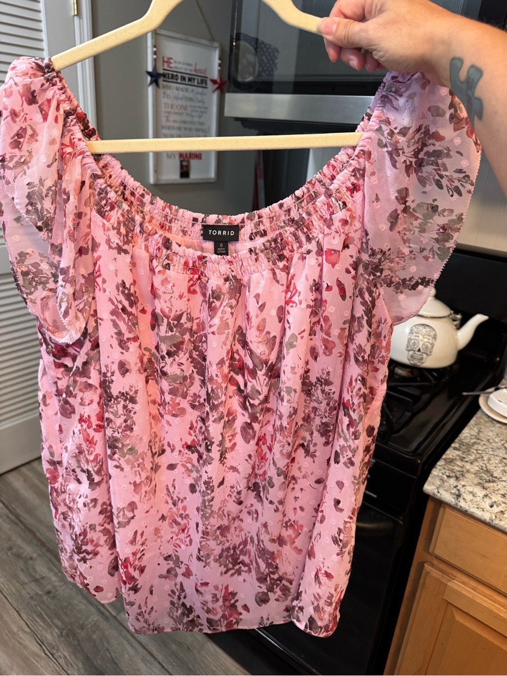 torrid Floral Off-Shoulder Blouse with Flutter Sleeves